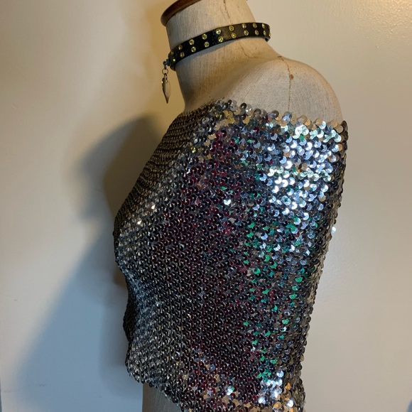 Silver Sequin Women's Top. - Picture 3 of 4